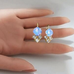 Anthropologie Sky Blue Crystal Earrings